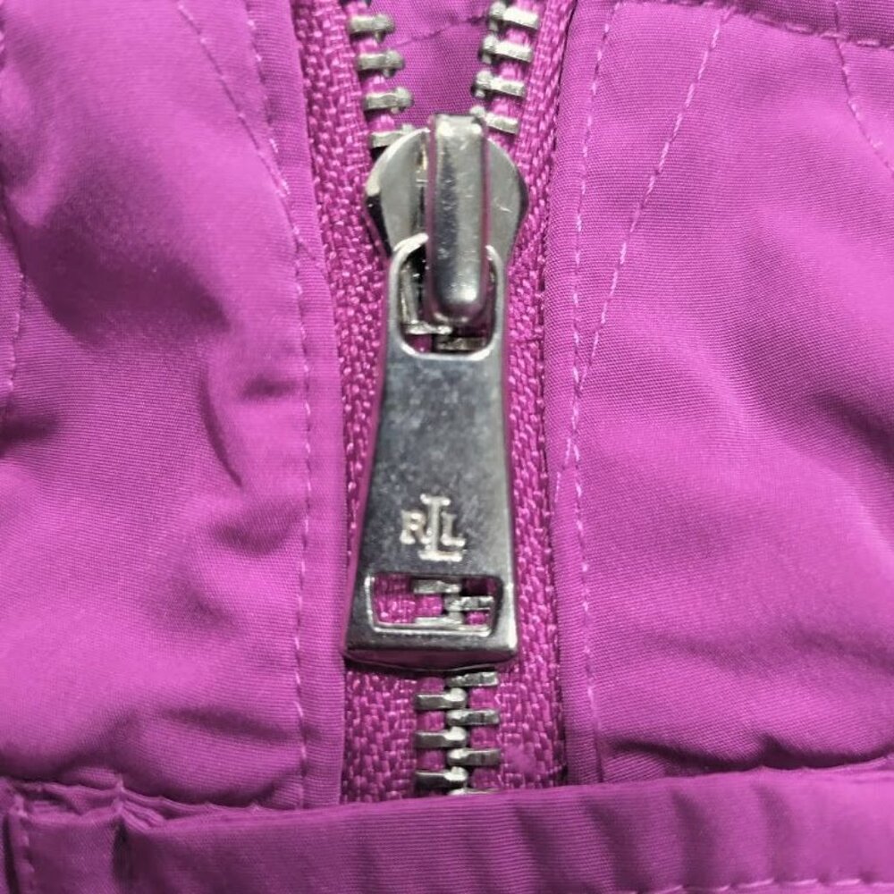 Lauren Ralph Lauren Long Sleeve Twee Utility Hooded Raincoat Jacket Purple PS - Picture 5 of 14
